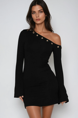 Dareios One Shoulder Eyelet Mini Dress