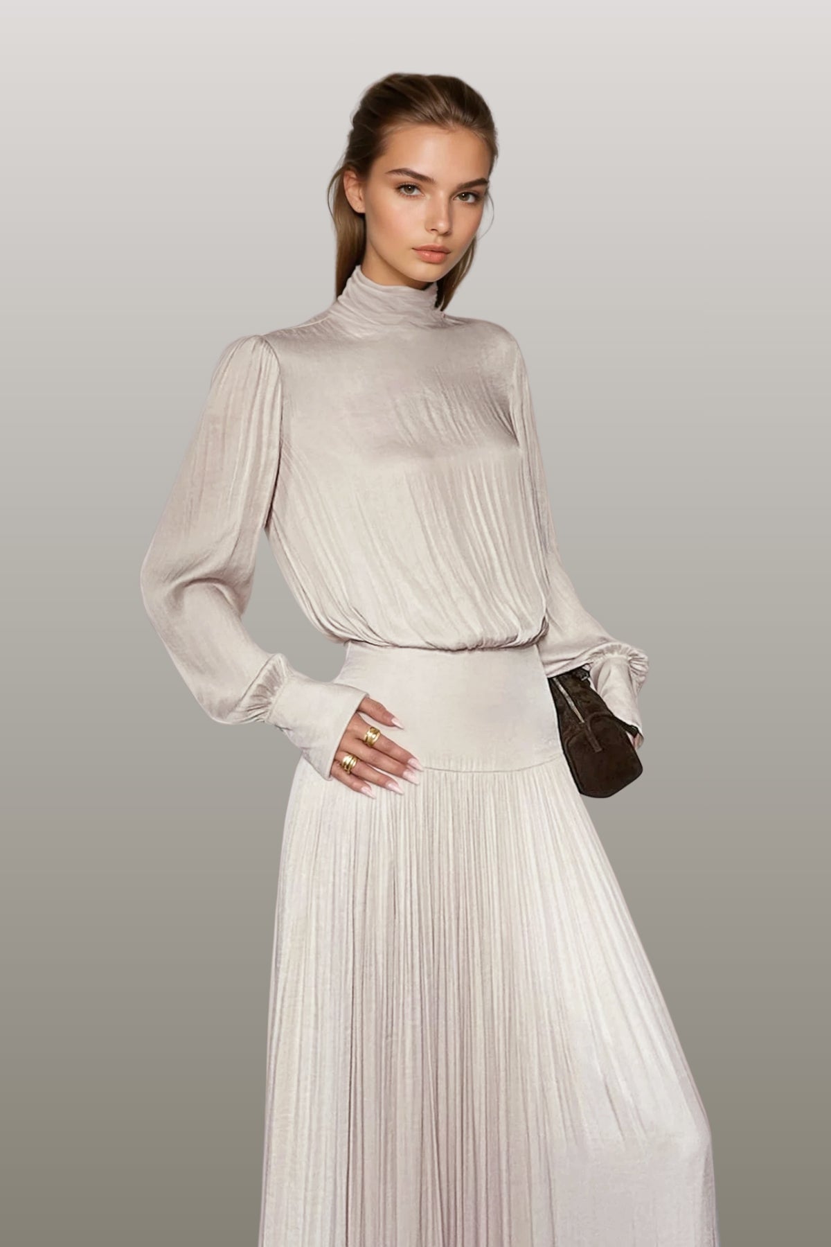 Darina Balloon Sleeve Ruch Maxi Dress