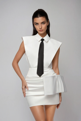 Dariy Sleeveless Ruch Skirt Set