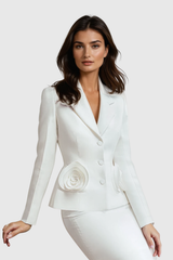 Davena Flower Lapel Skirt Set