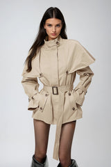 Davide Shawl Trench Coat In Khaki