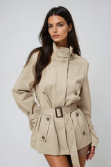 Davide Shawl Trench Coat In Khaki