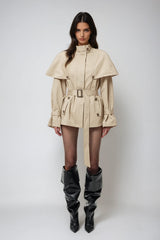 Davide Shawl Trench Coat In Khaki