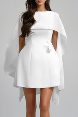Davina Shawl Flower Mini Dress In White