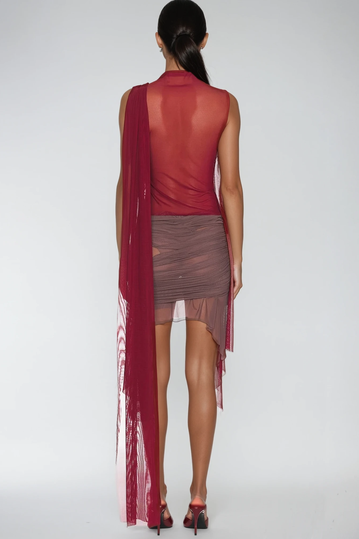 Davion Mesh Asymmetric Fringe Top