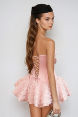 Daxton Lace Up Corset Puffy Mini Dress