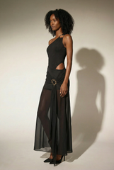 Dazbog One Shoulder Cutout Asymmetric Maxi Dress