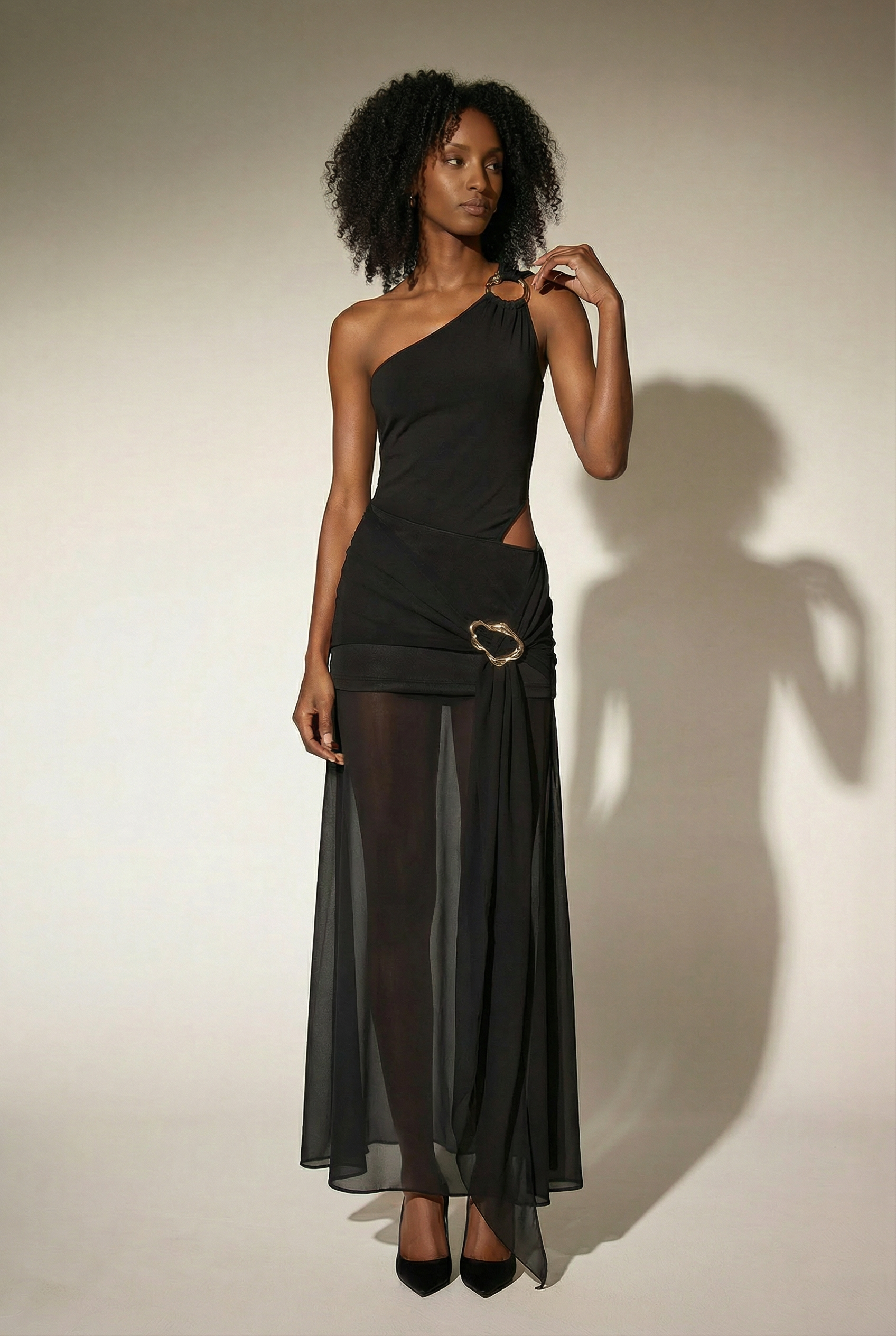 Dazbog One Shoulder Cutout Asymmetric Maxi Dress