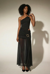 Dazbog One Shoulder Cutout Asymmetric Maxi Dress