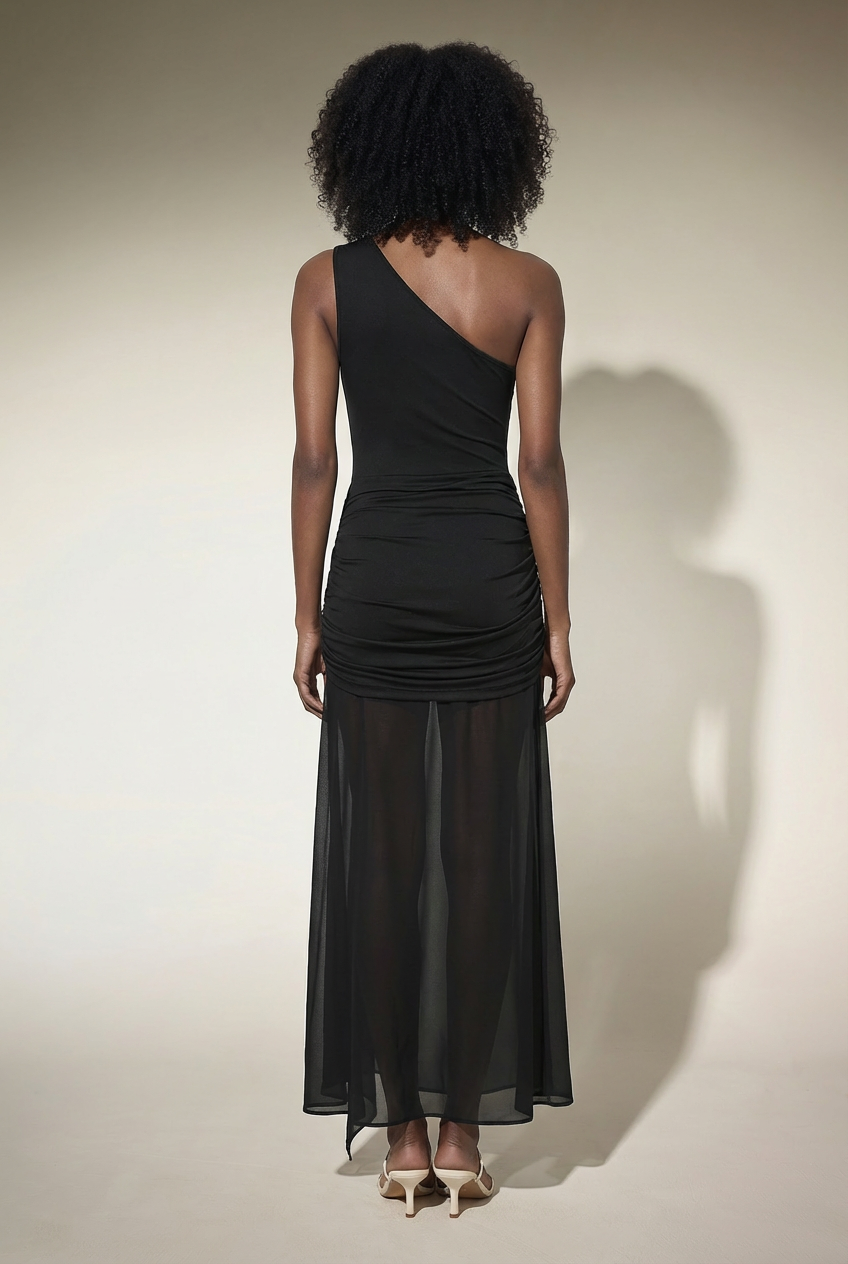Dazbog One Shoulder Cutout Asymmetric Maxi Dress