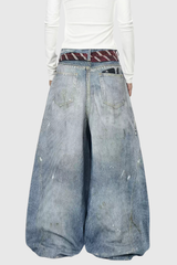 Deepali Splattered Stripe Barrel Jeans