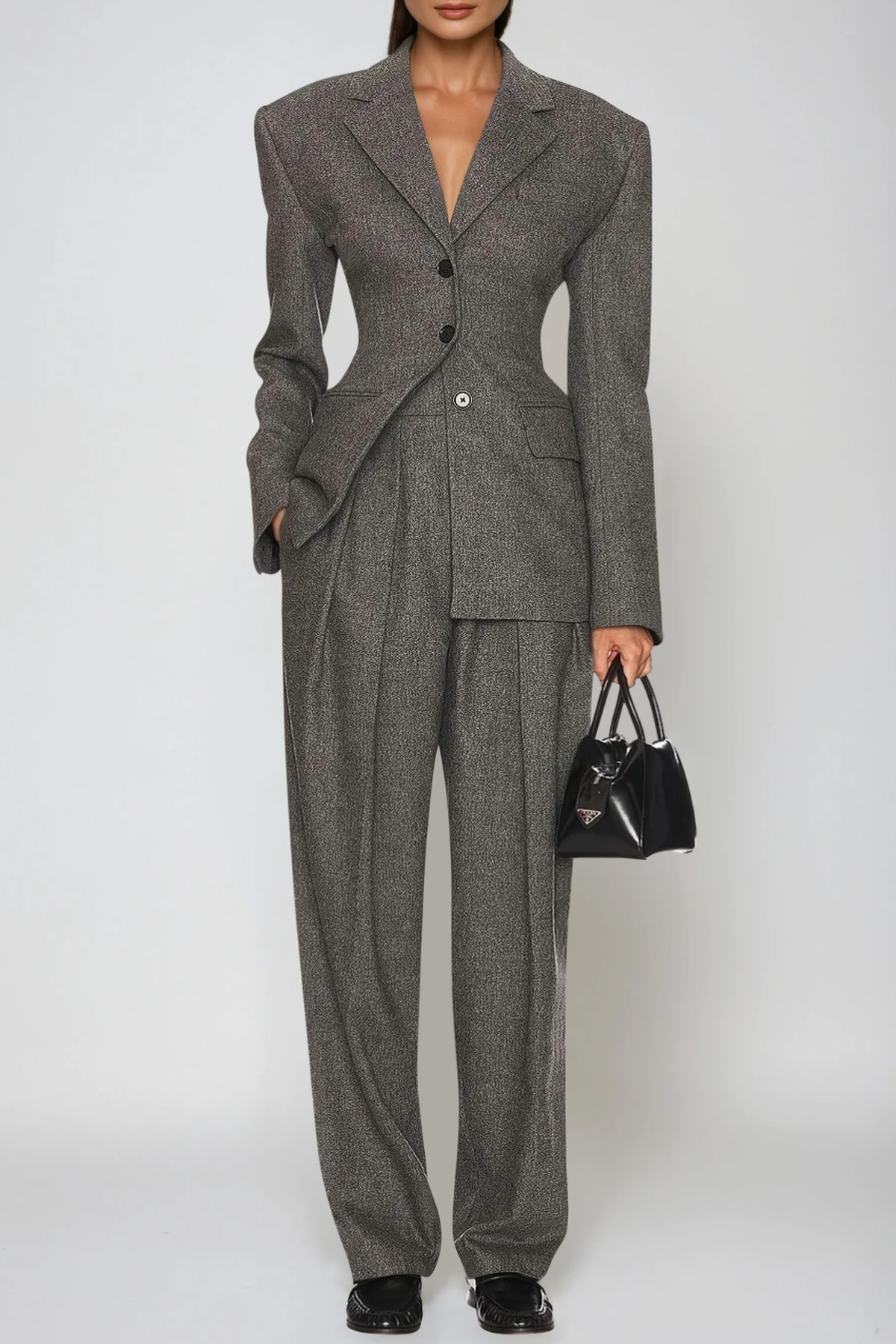 Delaney Lapel Blazer In Dark Grey