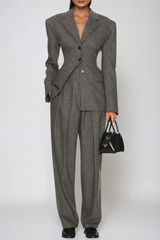 Delaney Lapel Blazer In Dark Grey