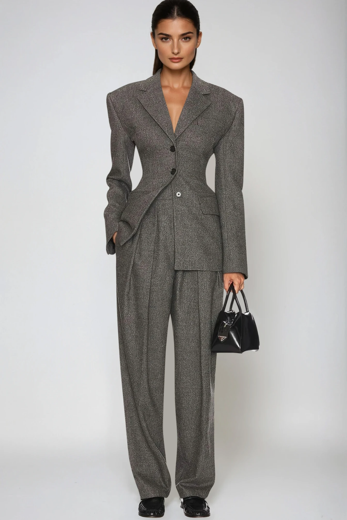 Delaney Lapel Blazer In Dark Grey