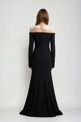 Dennis Flower Deconstruct Maxi Dress In Black