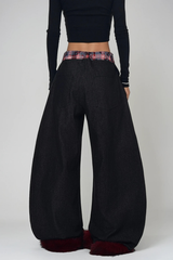 Deryck Deconstruct Print Faux Fur Jeans In Black