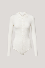 Devadas Long Sleeve Embroidered Bodysuit In White