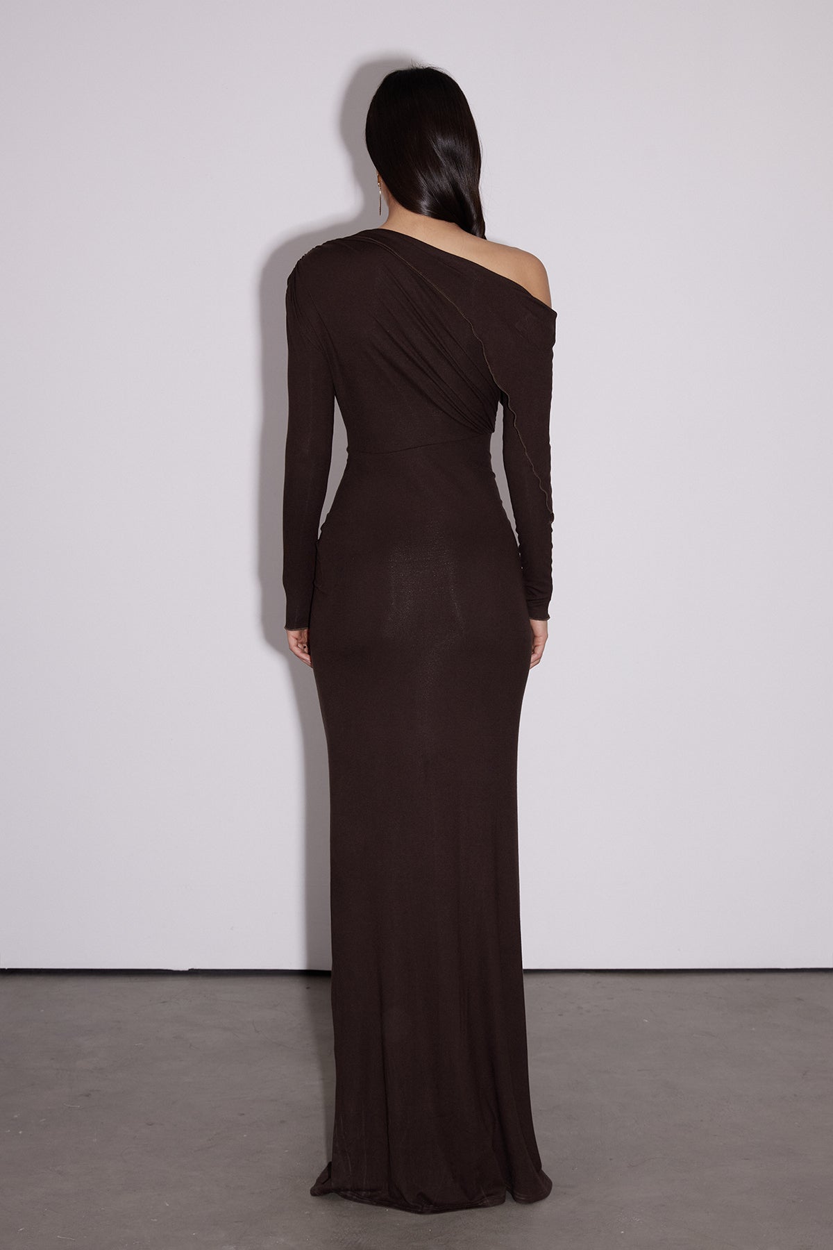 Dhruv One Shoulder Ruch Split Maxi Dress