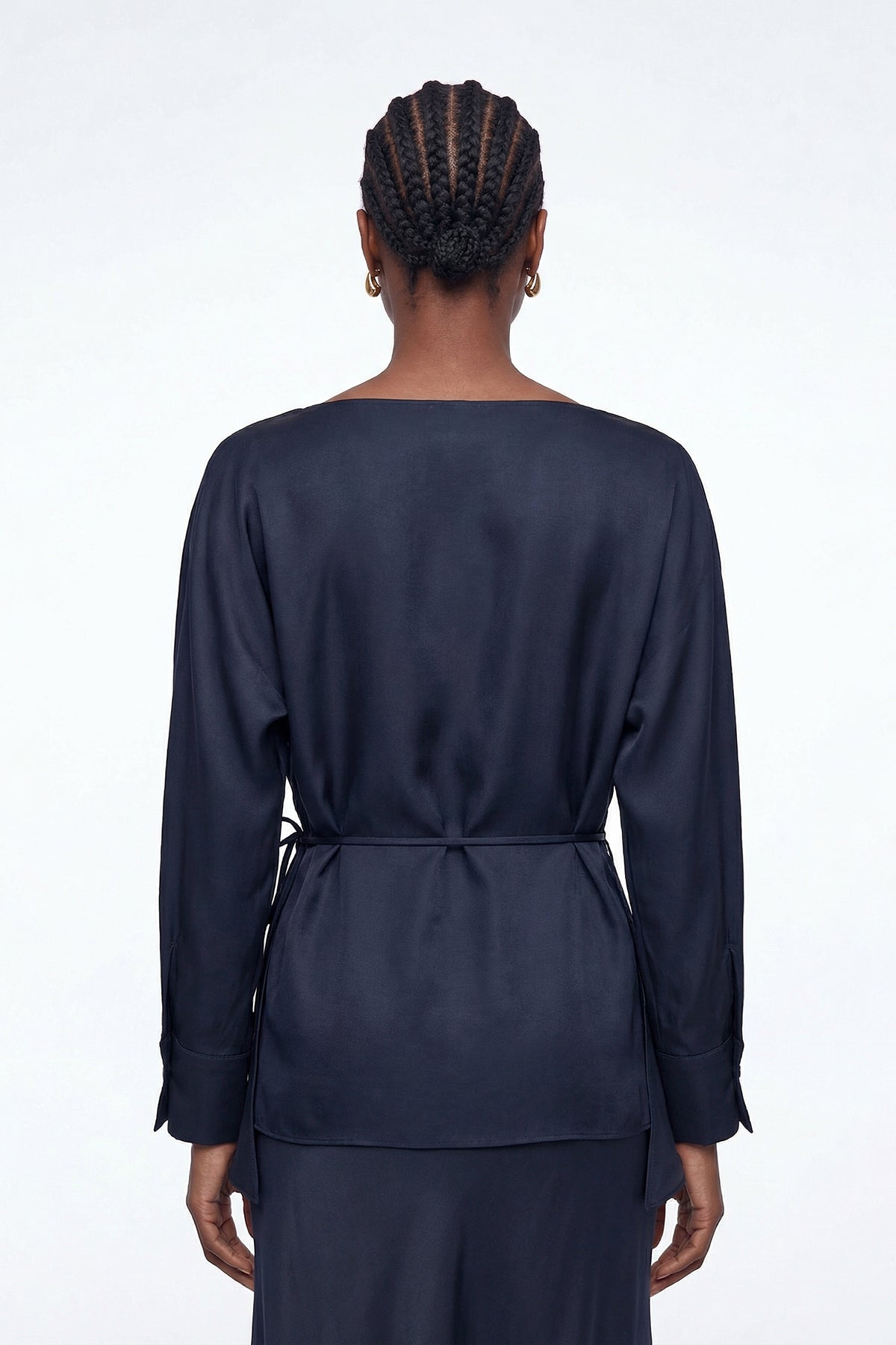 Diamantina Long Sleeve Ruch Skirt Set In Blue