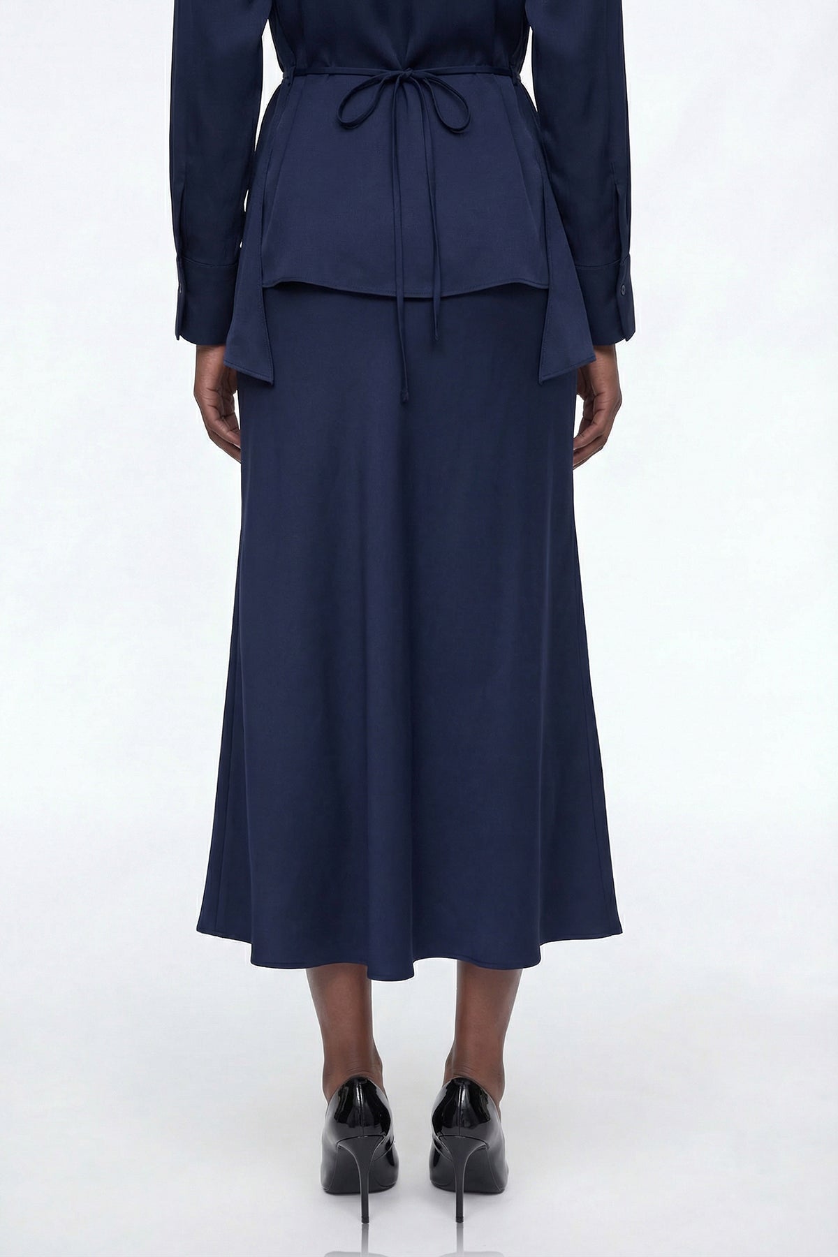 Diamantina Long Sleeve Ruch Skirt Set In Blue