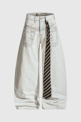 Dias Deconstruct Embroidered Baggy Jeans