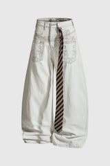 Dias Deconstruct Embroidered Baggy Jeans