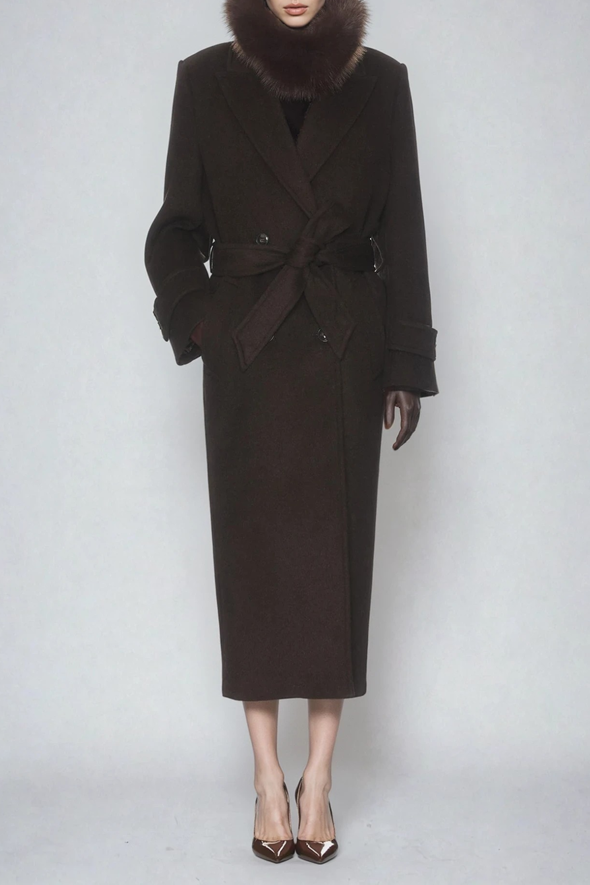 Dieter Double Breasted Coat In Brown