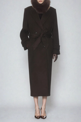 Dieter Double Breasted Coat In Brown