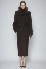 Dieter Double Breasted Coat In Brown