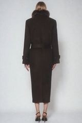 Dieter Double Breasted Coat In Brown