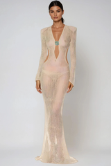 Dietlinde Cutout Crystal Knit Maxi Dress