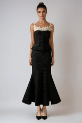 Dieuwer Embroidered Floral Split Skirt Set