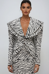 Dileep Zebra Print Plunge Jacket