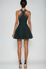 Dino Cutout Halter Neck Mini Dress