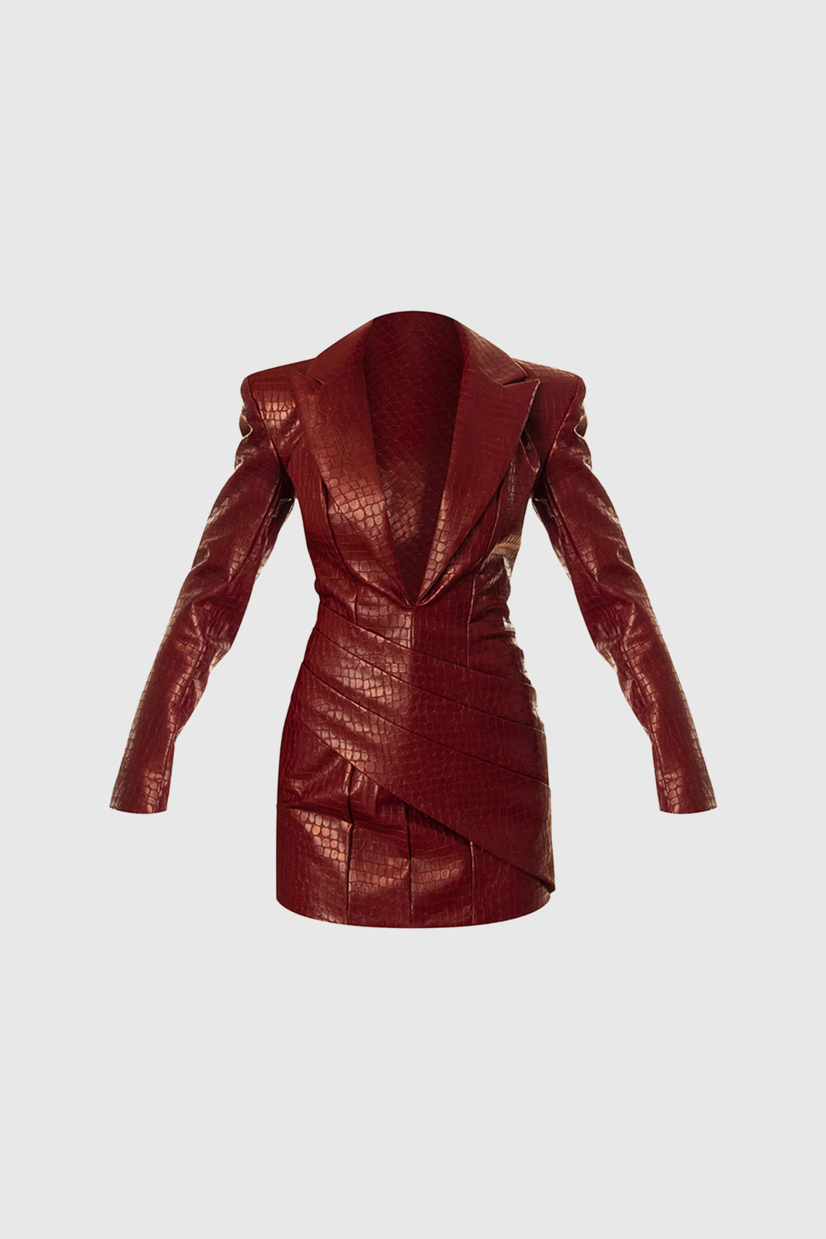 Diocles Plunge Leather Mini Blazer Dress