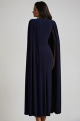 Diodotus Shawl Bodycon Maxi Dress In Blue