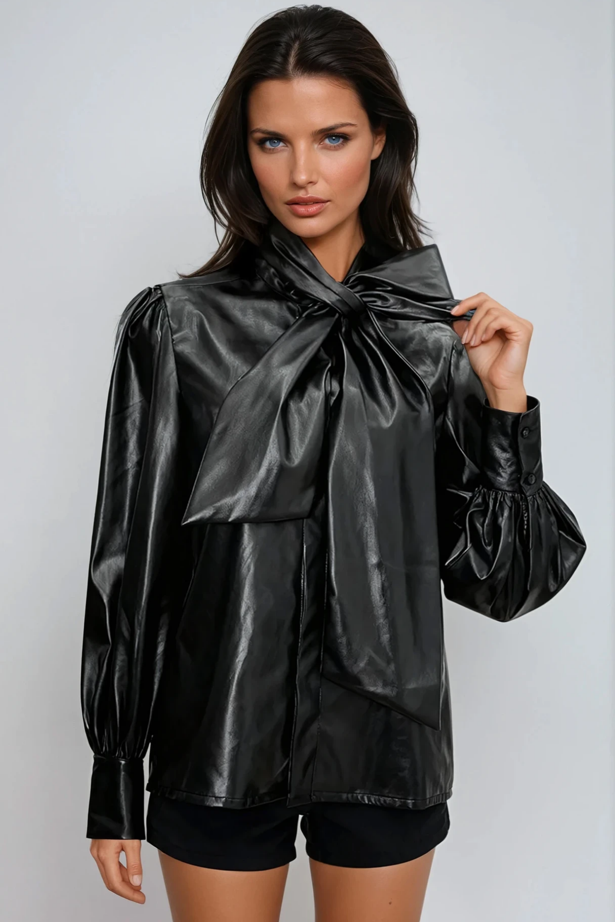 Dionisio Tie Up Leather Shirt