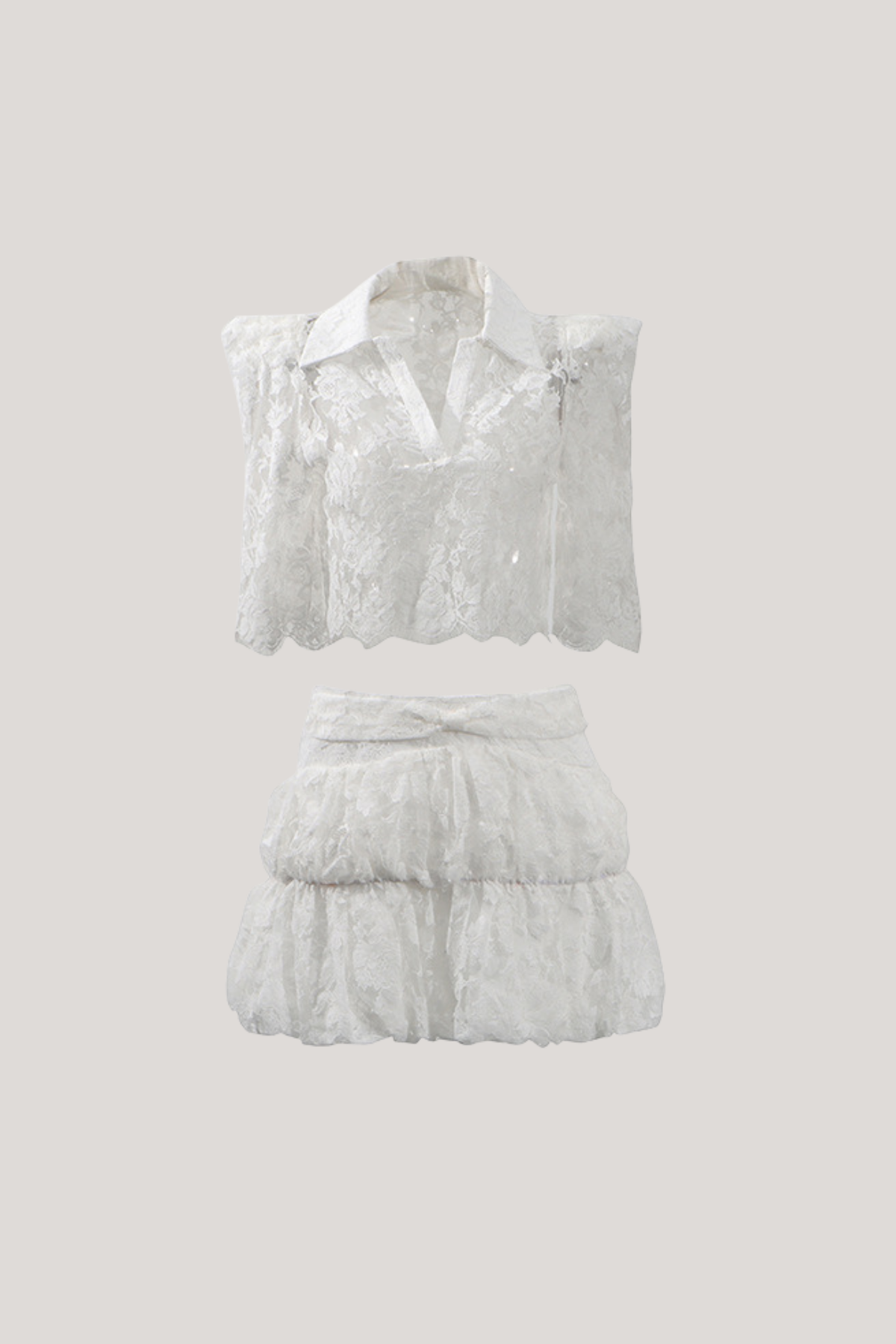 Diosdado Lace Bubble Skirt Set