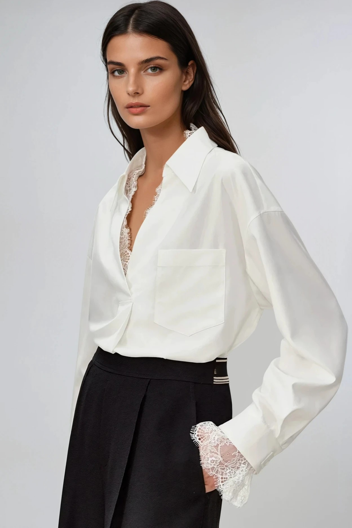 Dip Lace V Neck Shirt