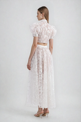 Djamila Sequin Flower Crop Skirt Set