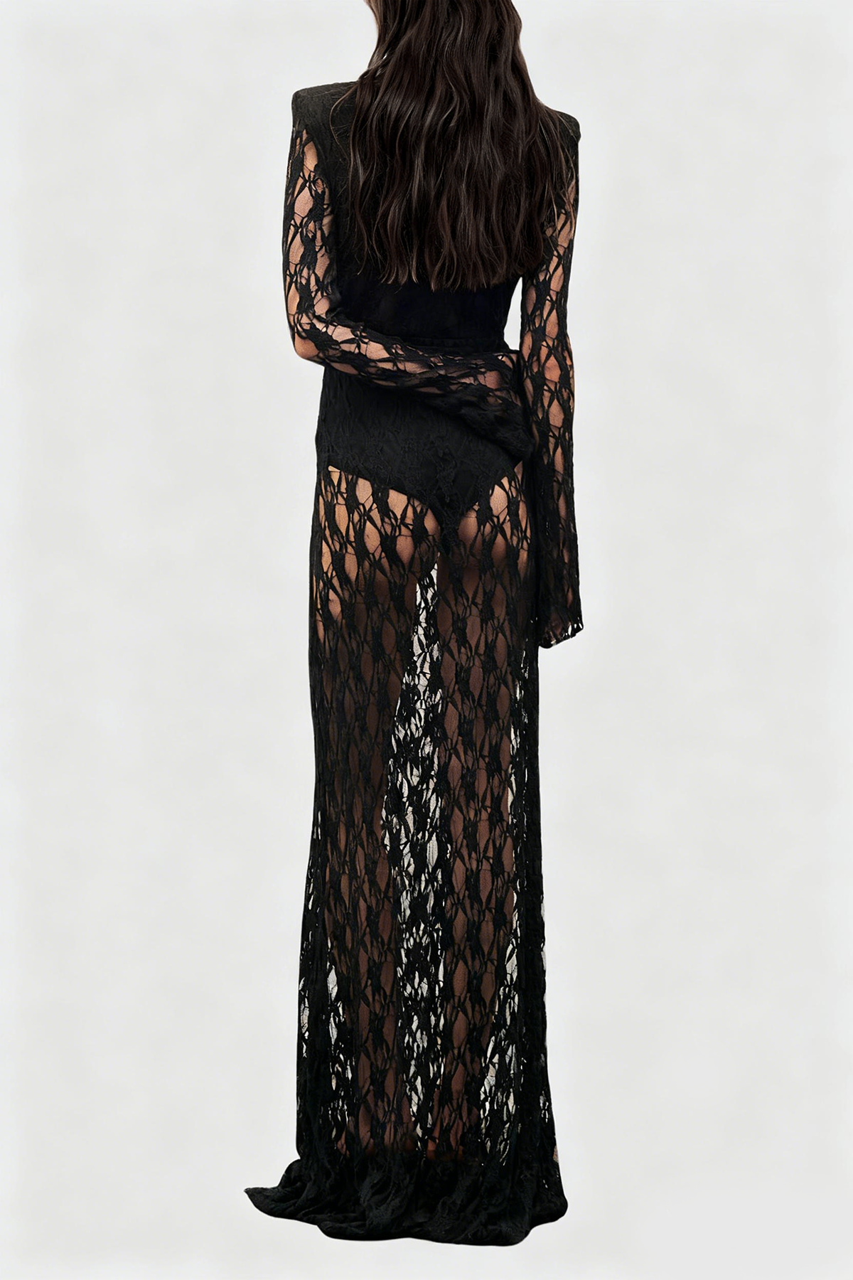 Djehutimose Plunge Lace Maxi Dress