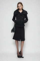 Djuradja Funnel Neck Belt Jacket In Black
