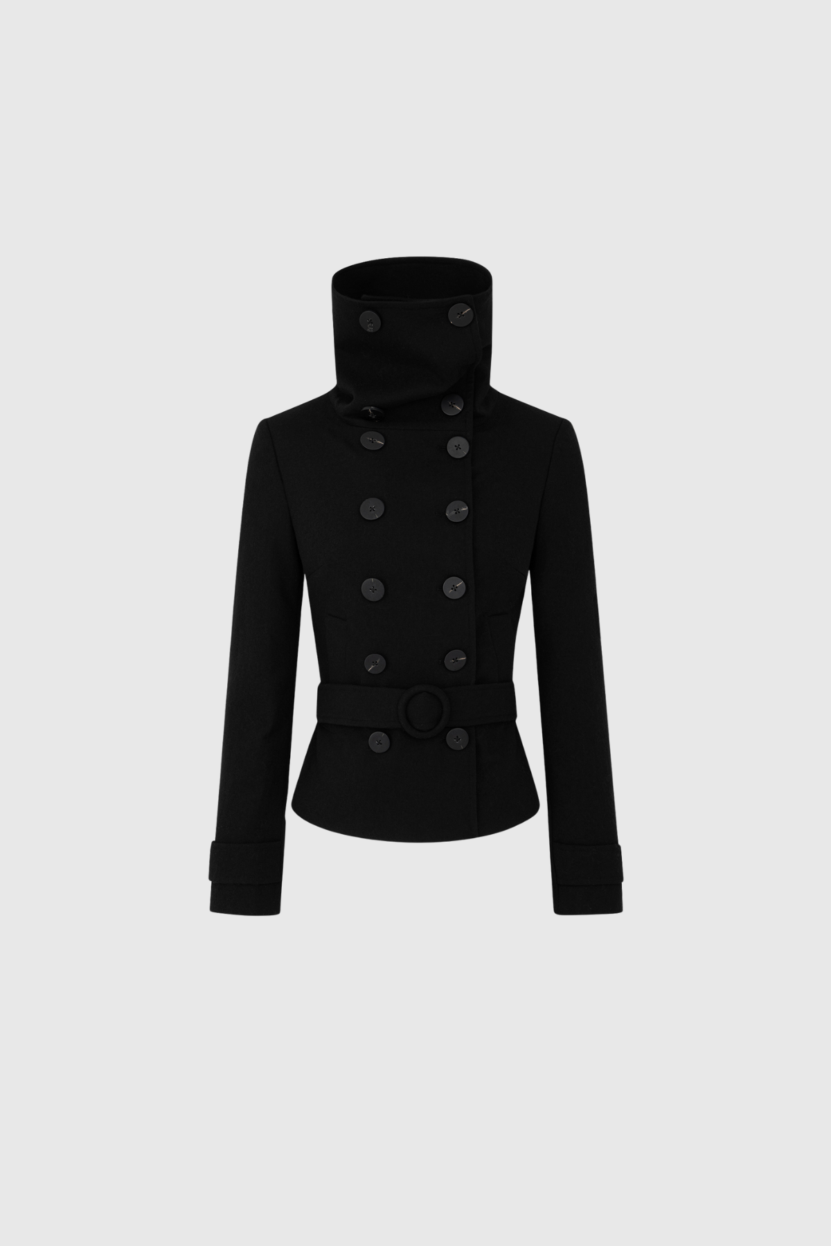 Djuradja Funnel Neck Belt Jacket In Black
