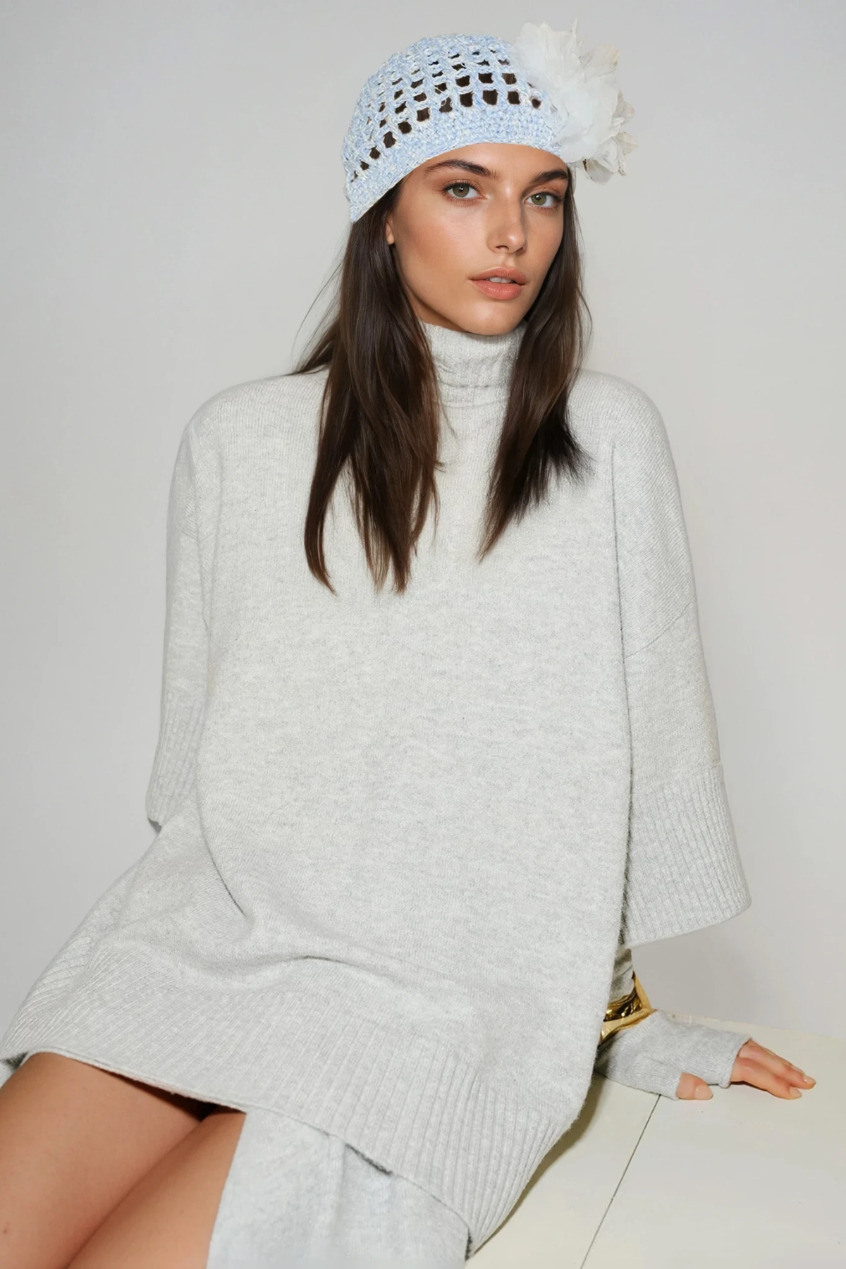Djuro High Neck Knit Skirt Set