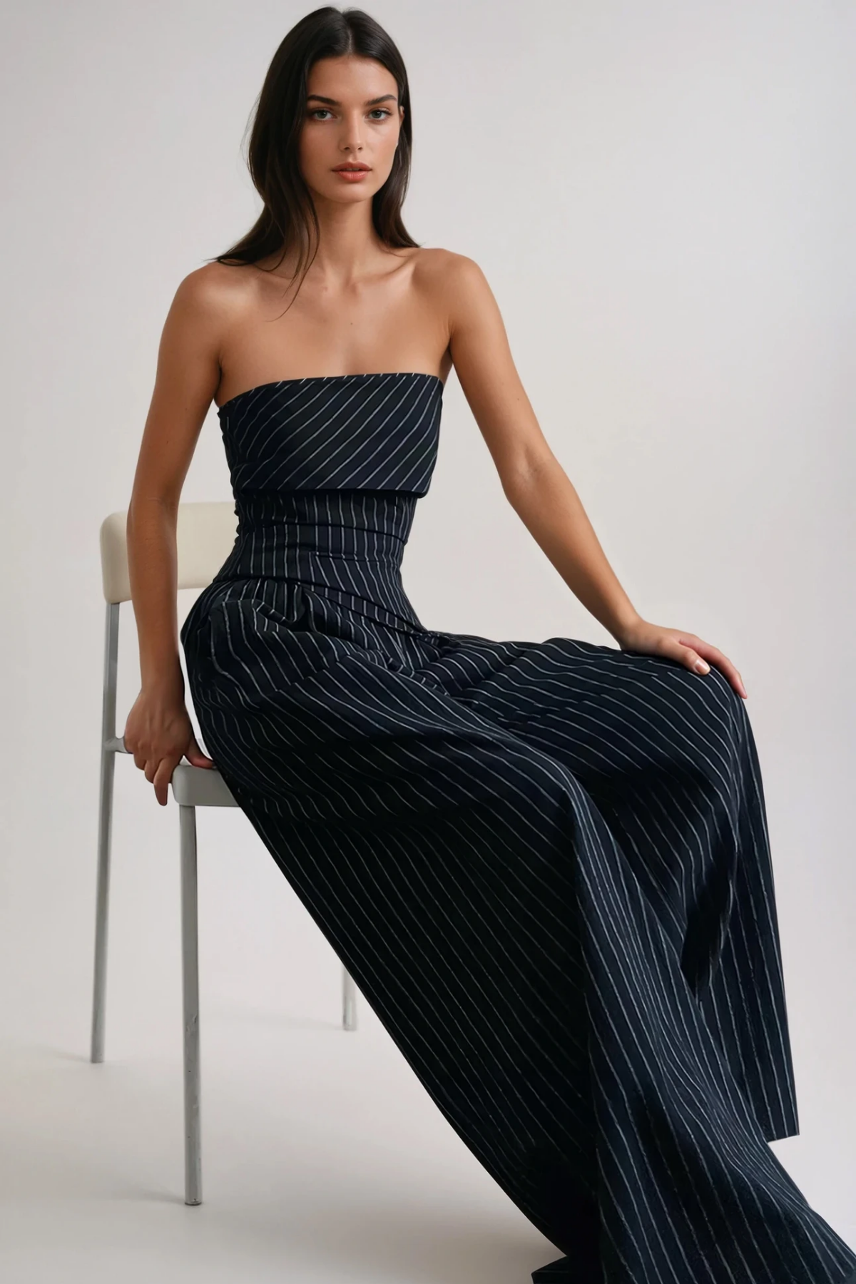 Dmitry Strapless Stripe Pants Set