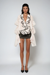 Donar Ruffle Plunge Dot Top