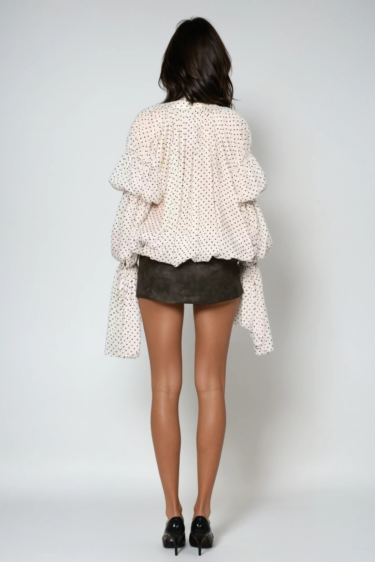 Donar Ruffle Plunge Dot Top