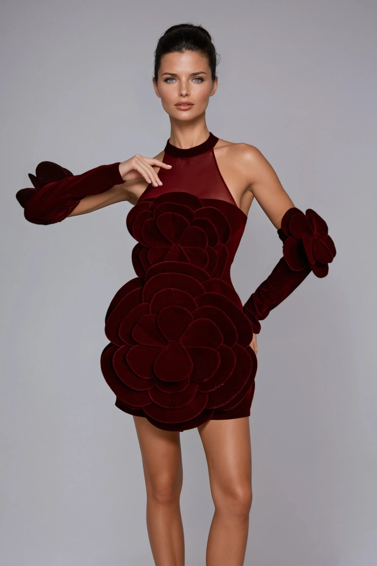 Donat Flower Velvet Mini Dress