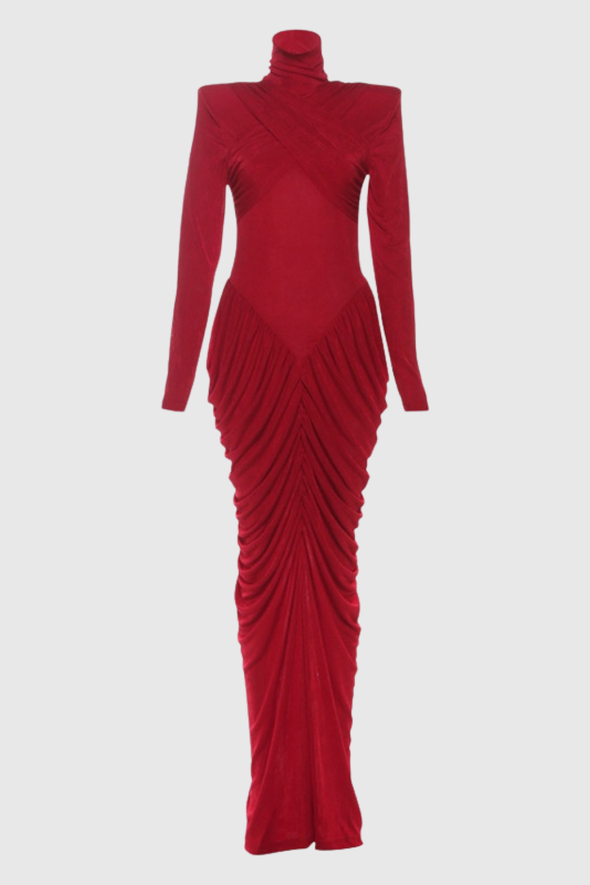 Donata Backless Ruch Bodycon Maxi Dress In Red