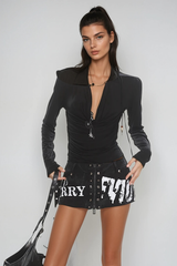 Donella Print Embellished Shorts In Black